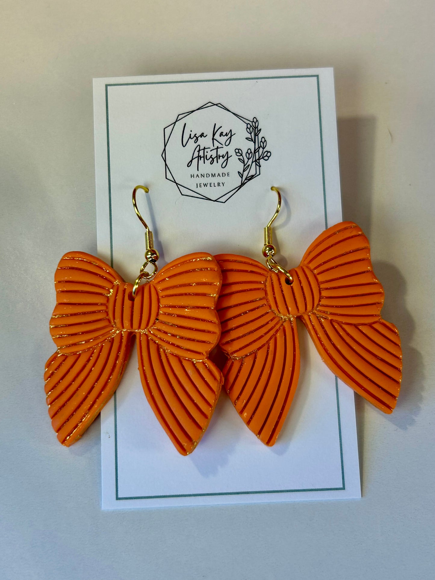 Orange Pleated Bow