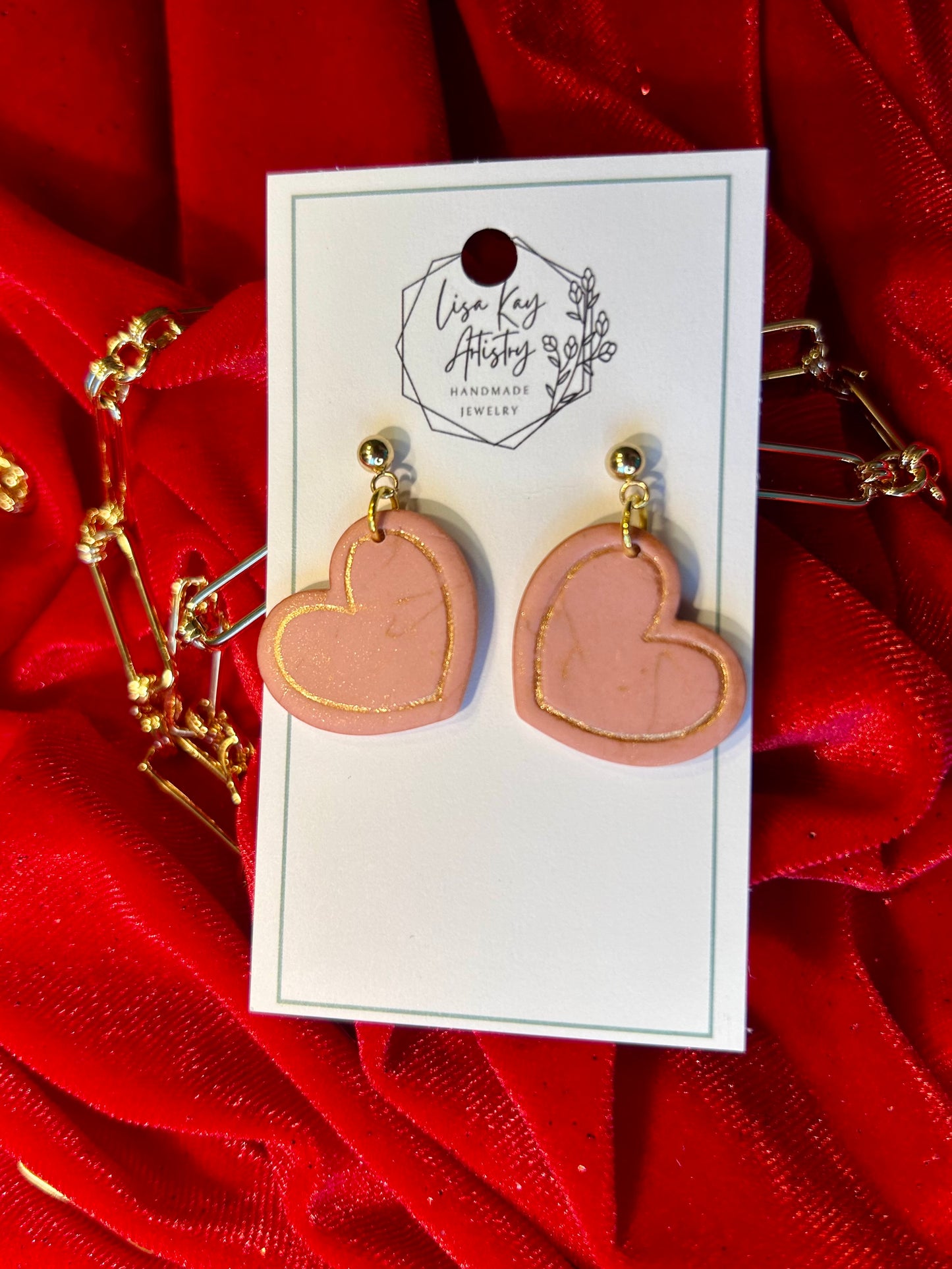 Valentine Soft Pink & Gold Hearts Ball Studs