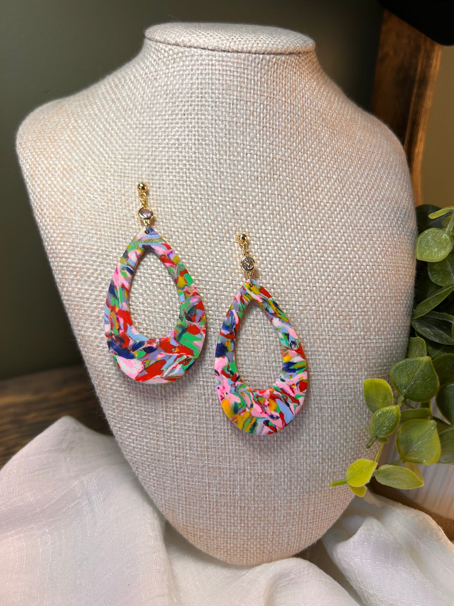 Rainbow Large Statement Open Teadrop Dangles