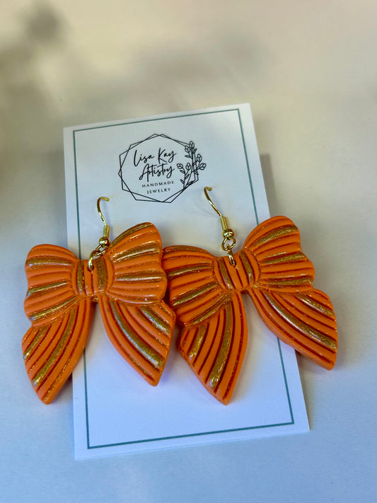 Orange Pleated Bow