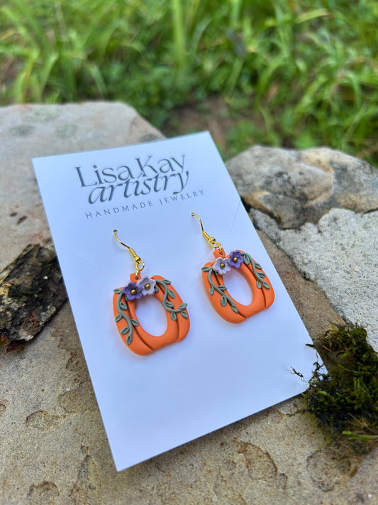 Orange Pumpkin Dangle Earrings 1.0