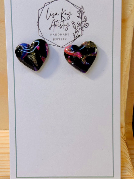 Northern Lights Small Dark Heart studs