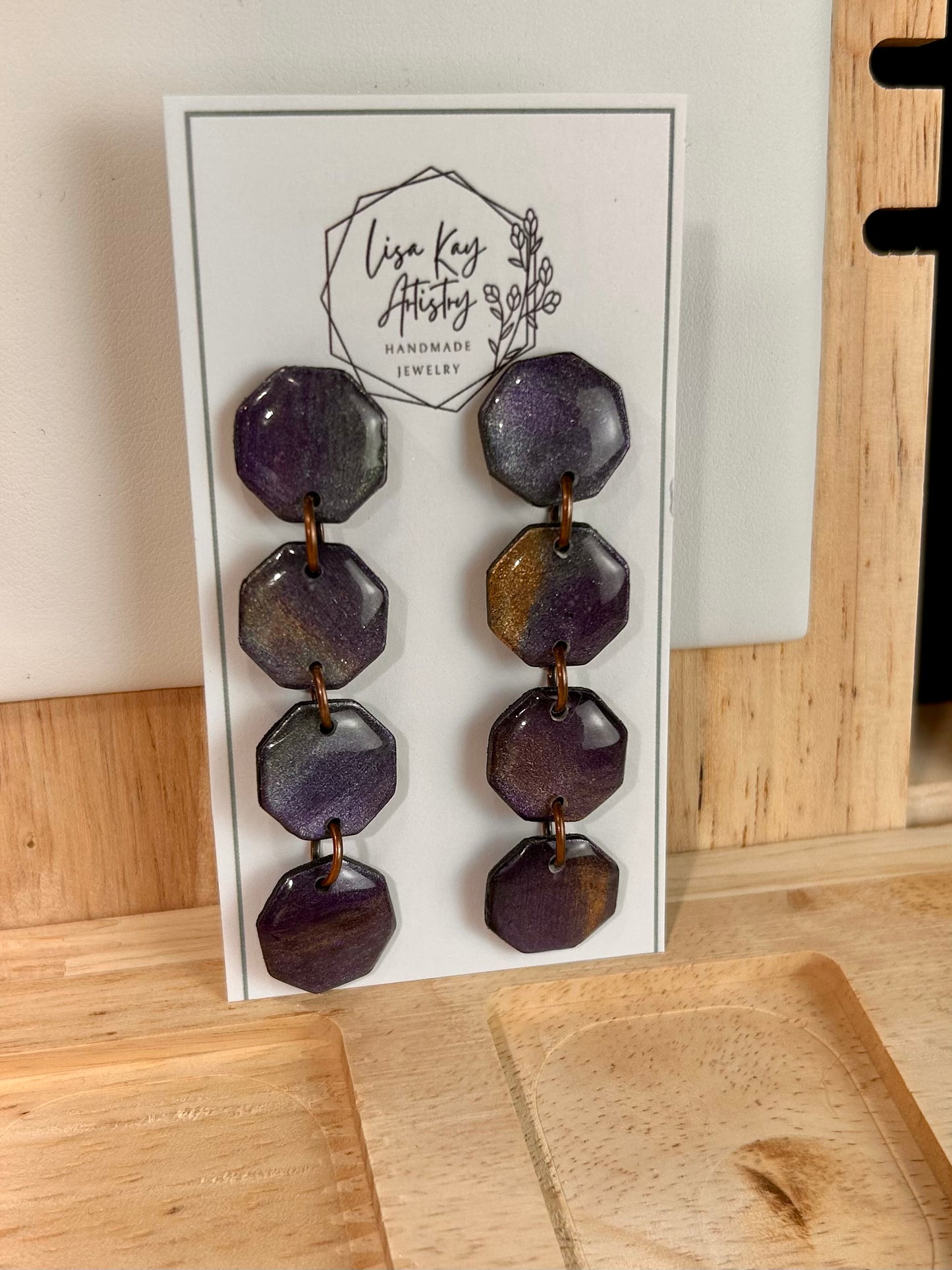 Northern Lights Purple Oxtagon Dangles