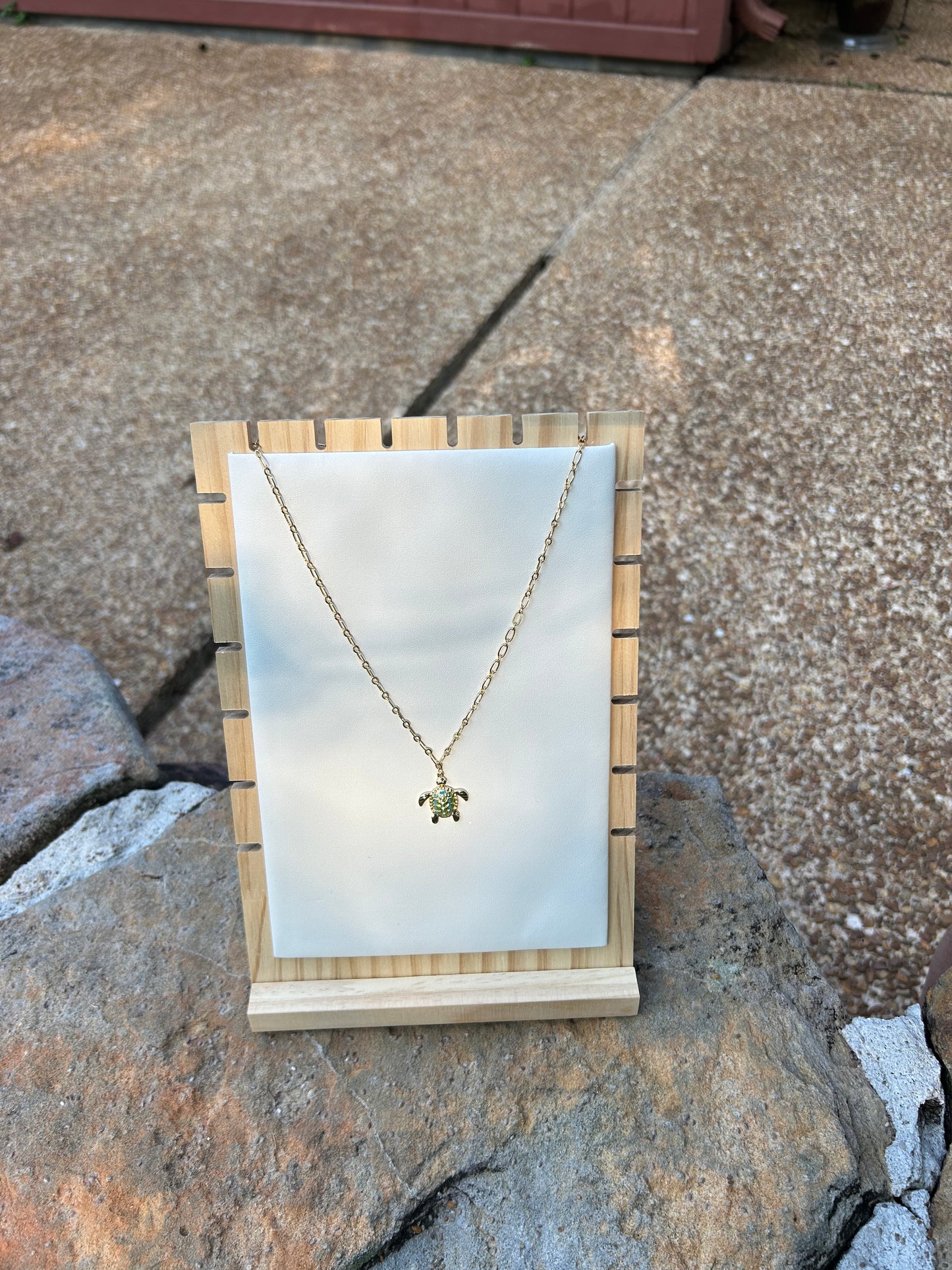 Turtle Teal Gems - Charm Necklace- ready to wear