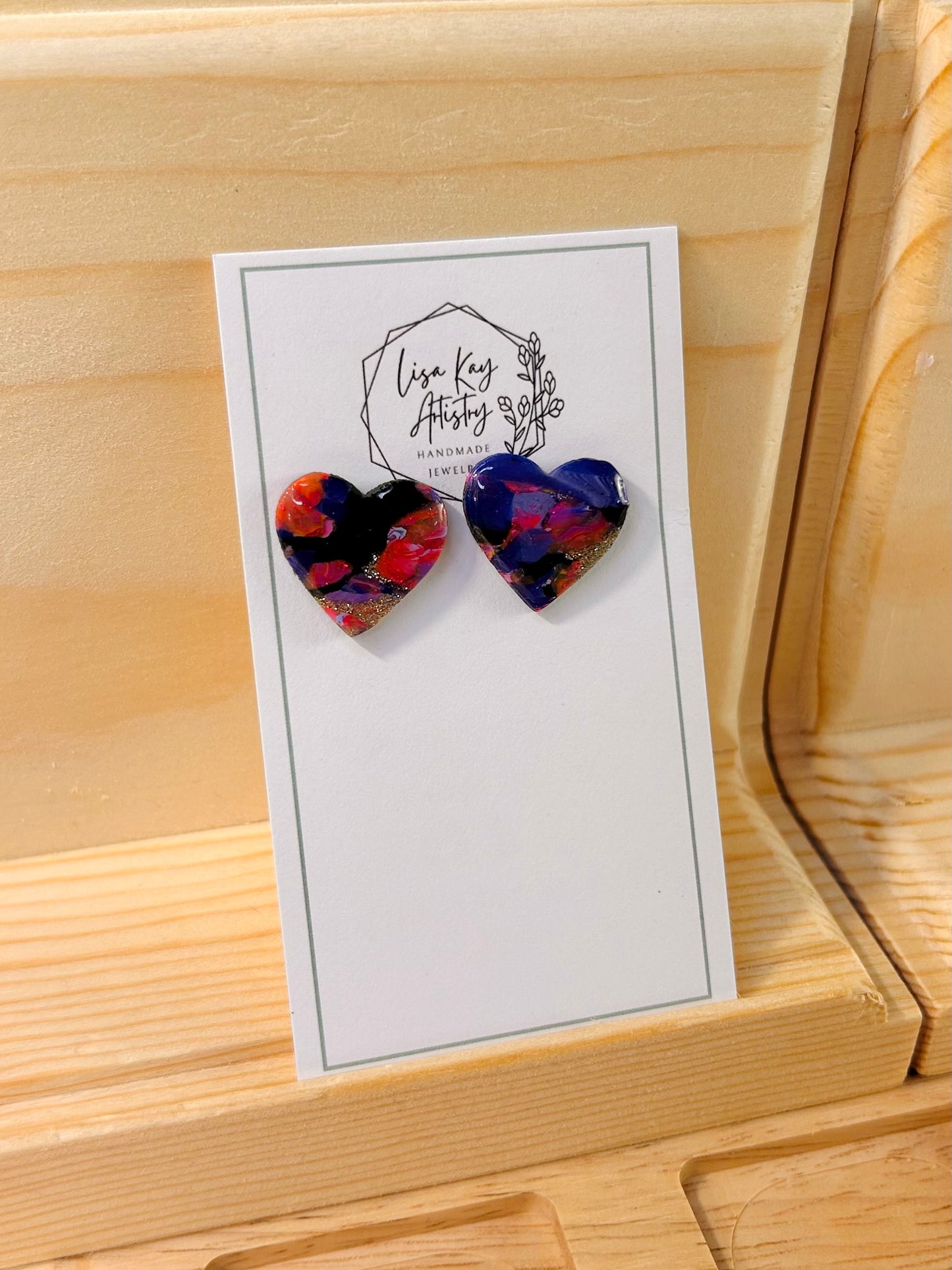 Northern Lights Medium Dark Heart studs