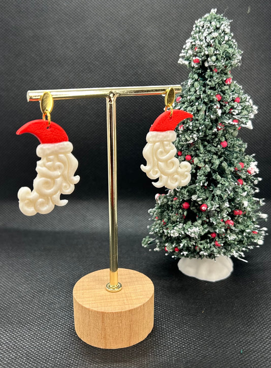 Crescent Moon Embossed Santa