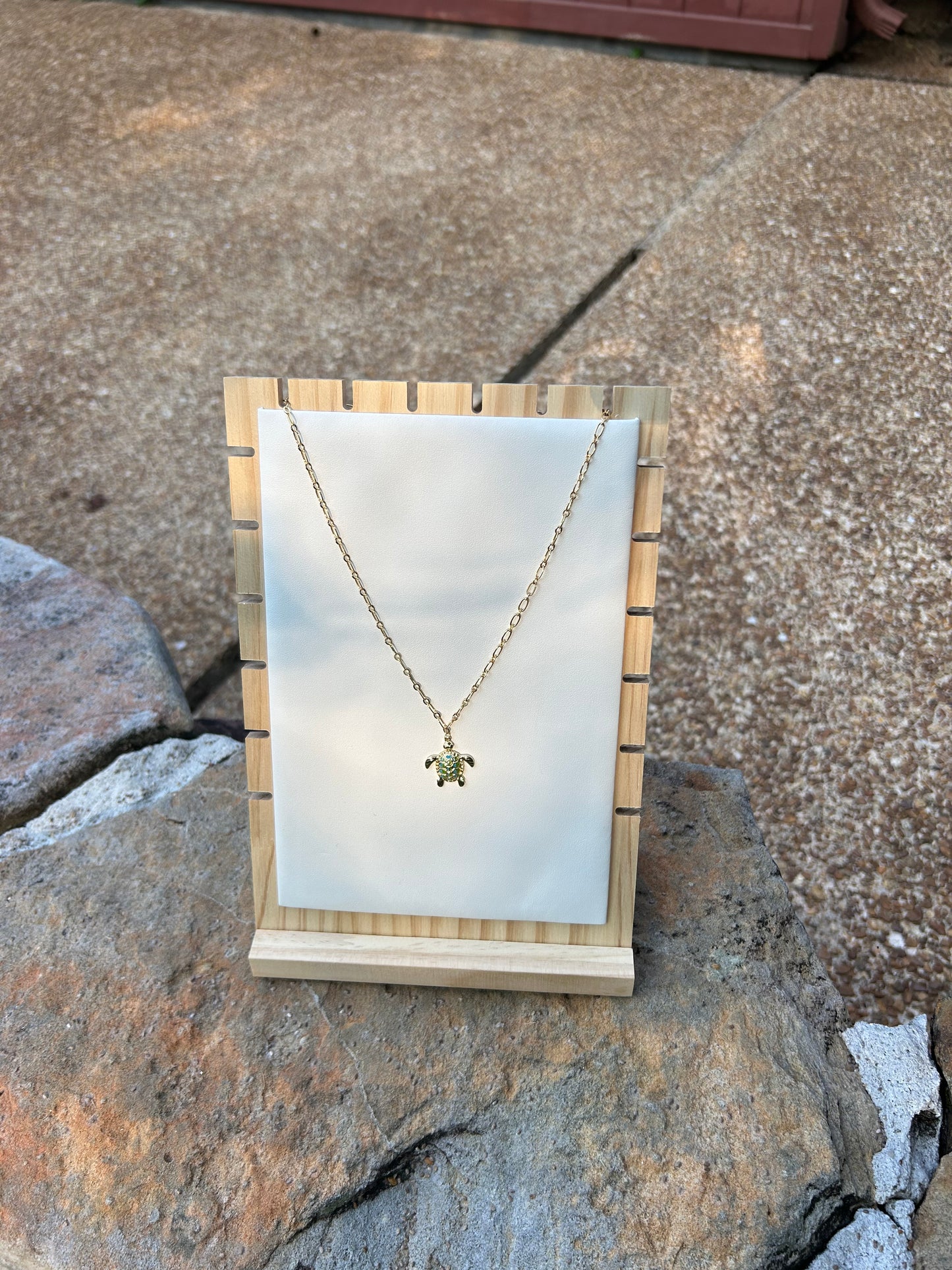 Turtle Teal Gems - Charm Necklace- ready to wear