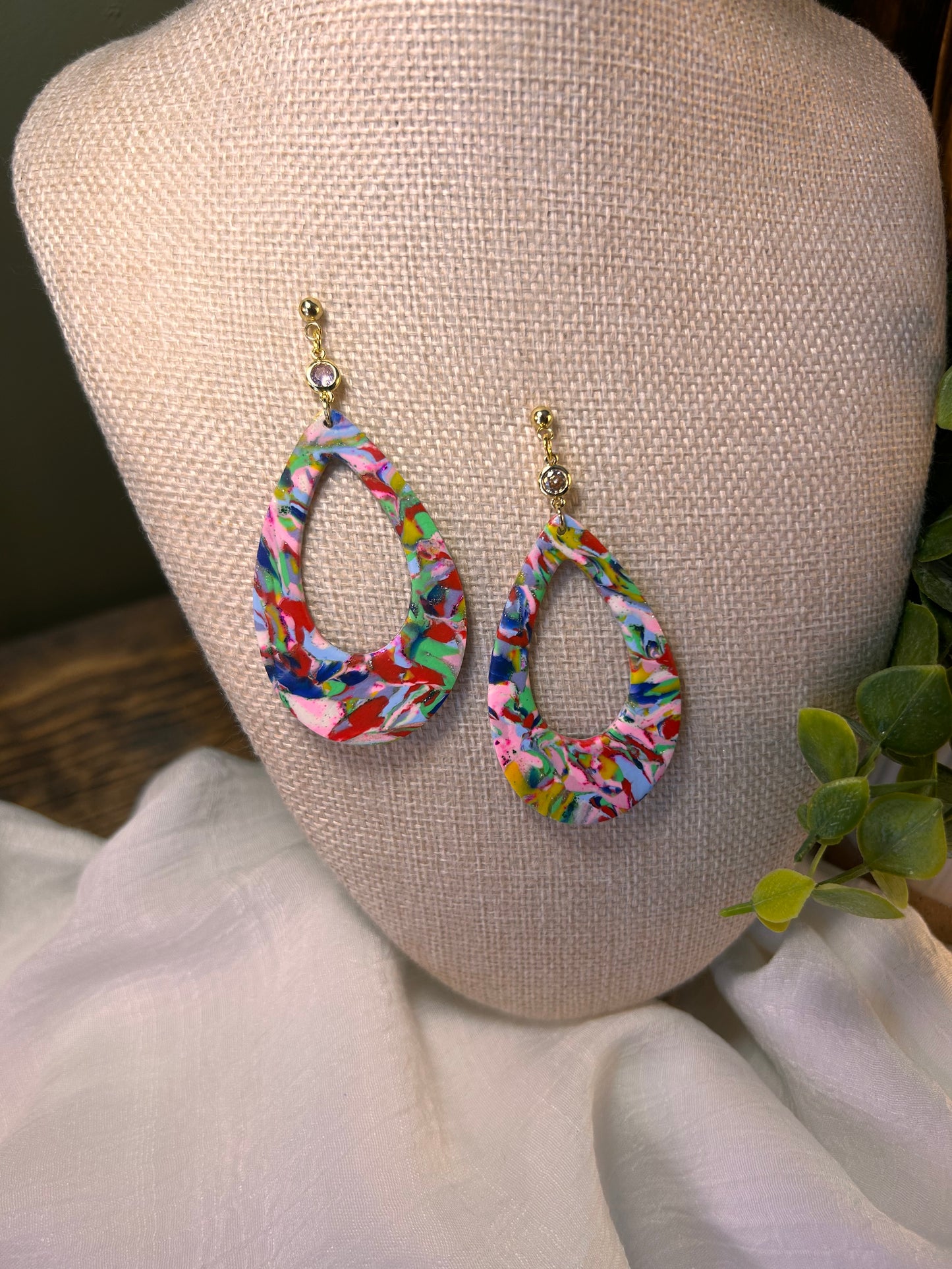 Rainbow Large Statement Open Teadrop Dangles