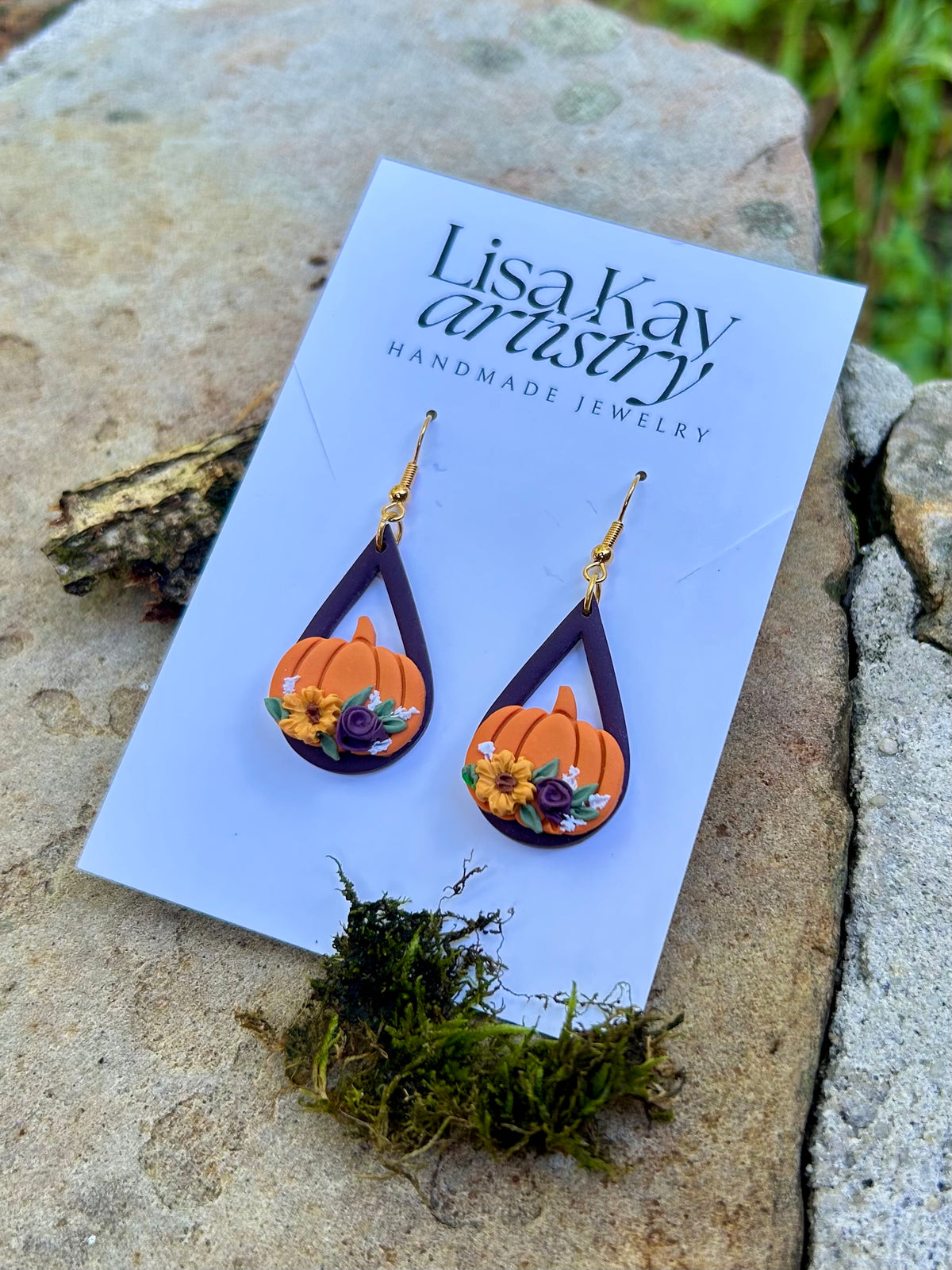 Merlot and Orange Pumpkin Dangle Earrings