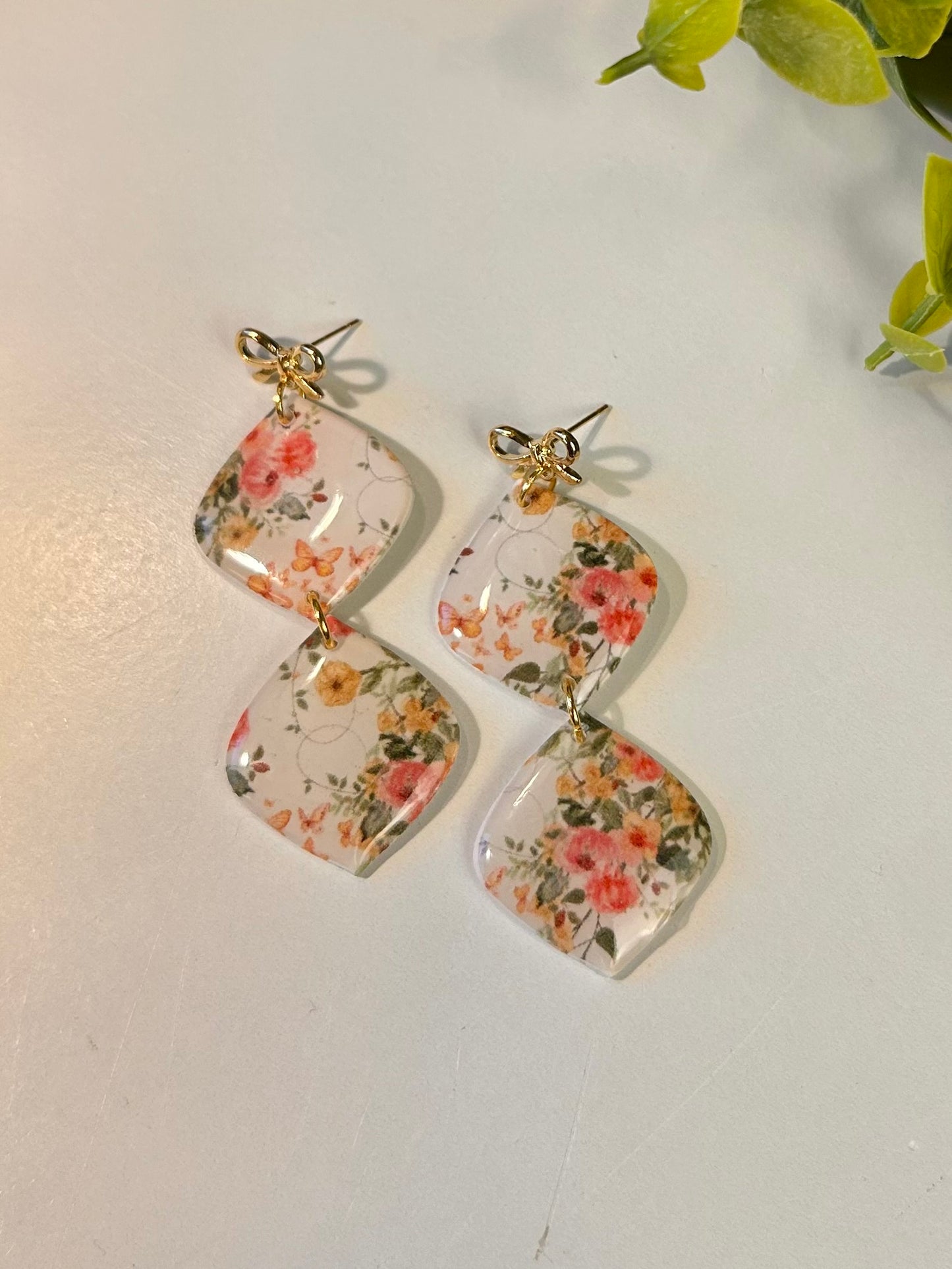 Floral Double Diamond Dangle