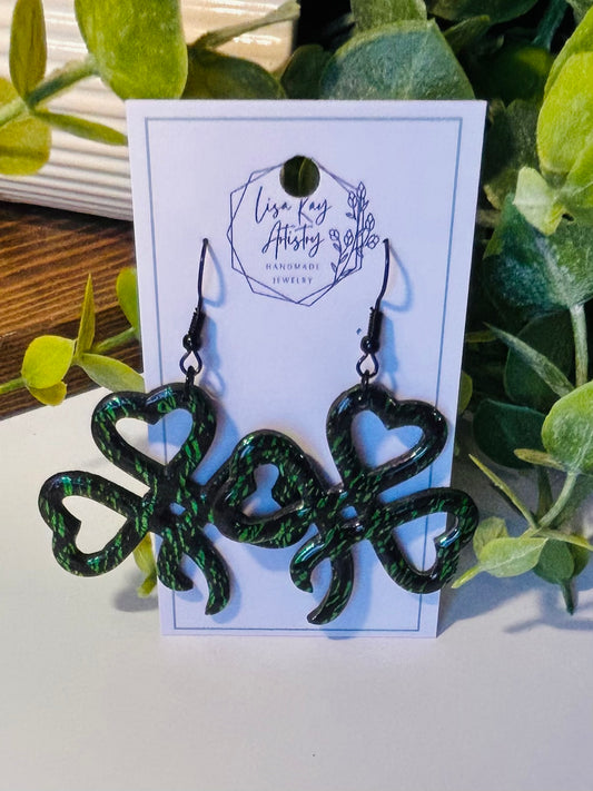 Black and Green Foil Shamrocks dangles