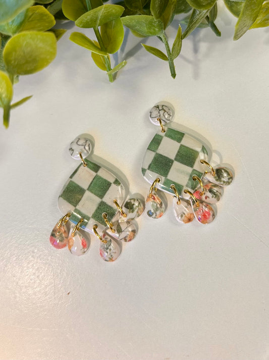 Green Check 7 Piece Dangle