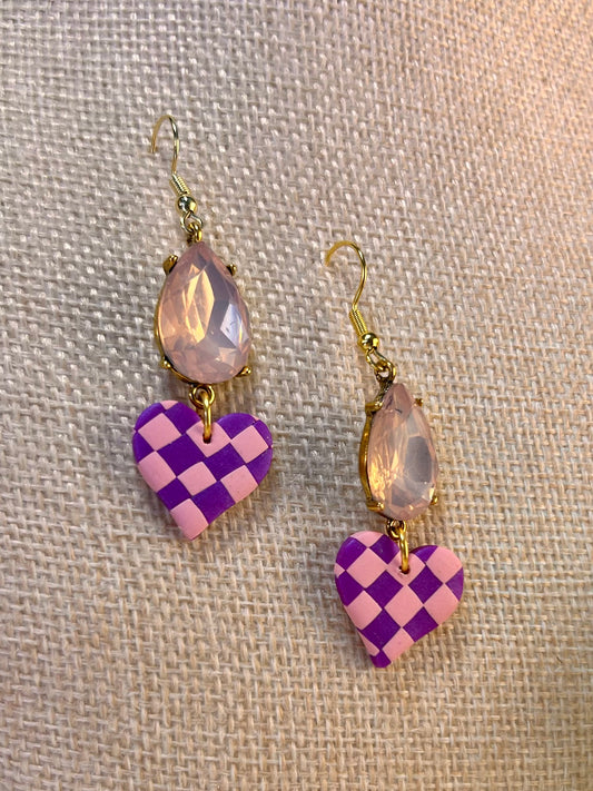 Pinkest Gem Heart Dangles