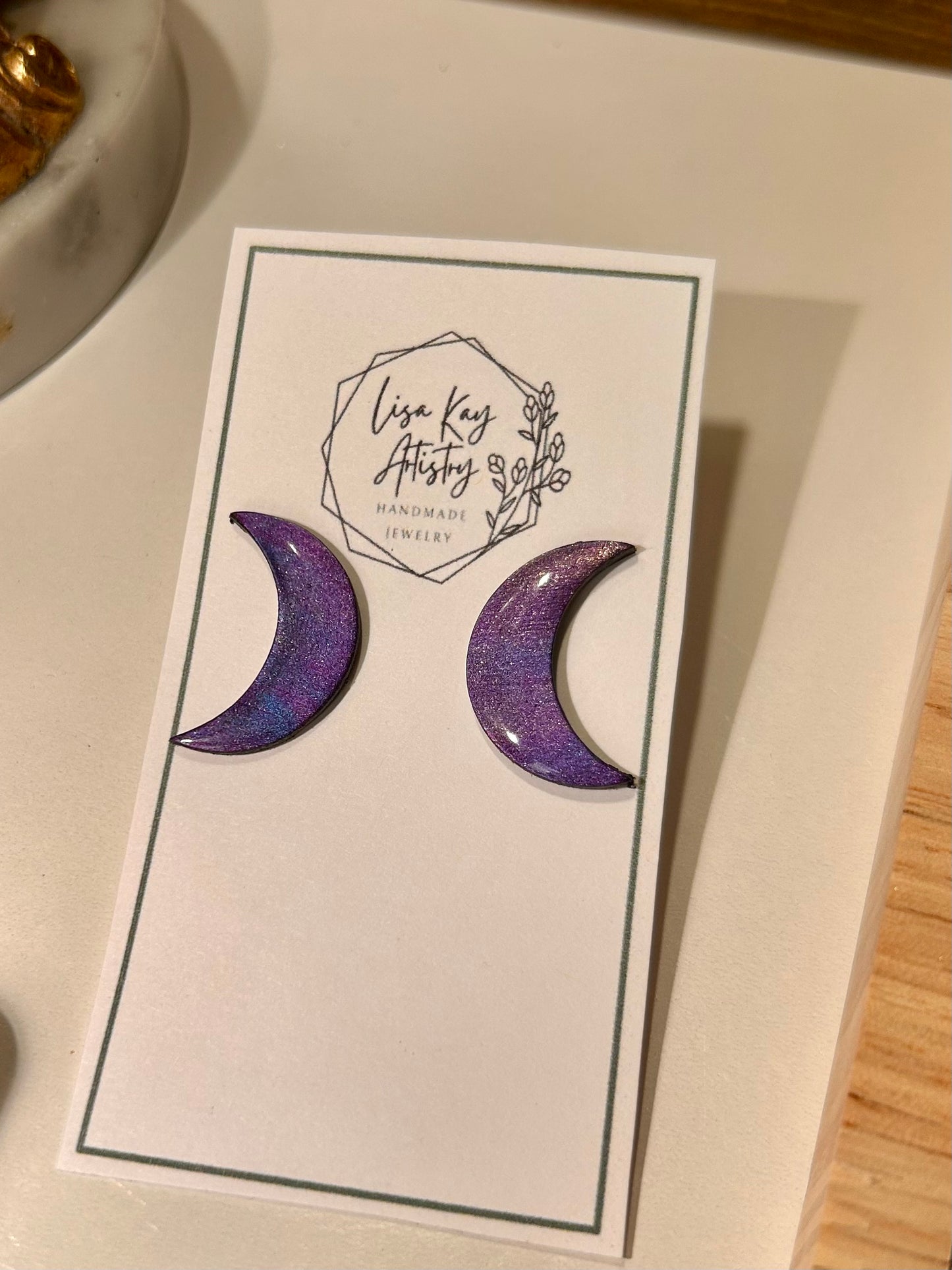 Northern Lights Small Purple Crescent Moon studs
