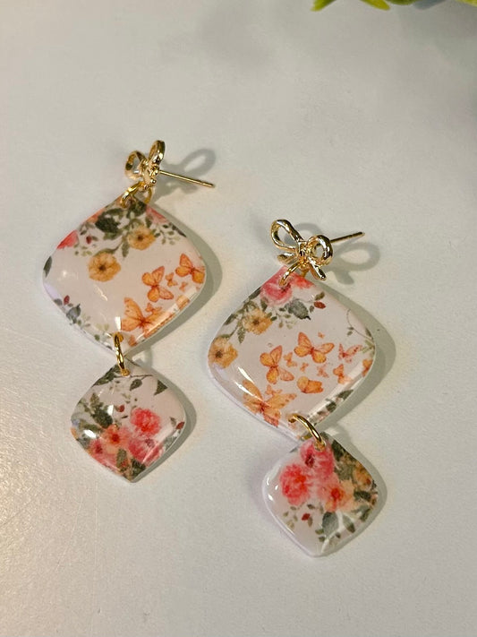 Floral Double Diamond Dangle (Small)