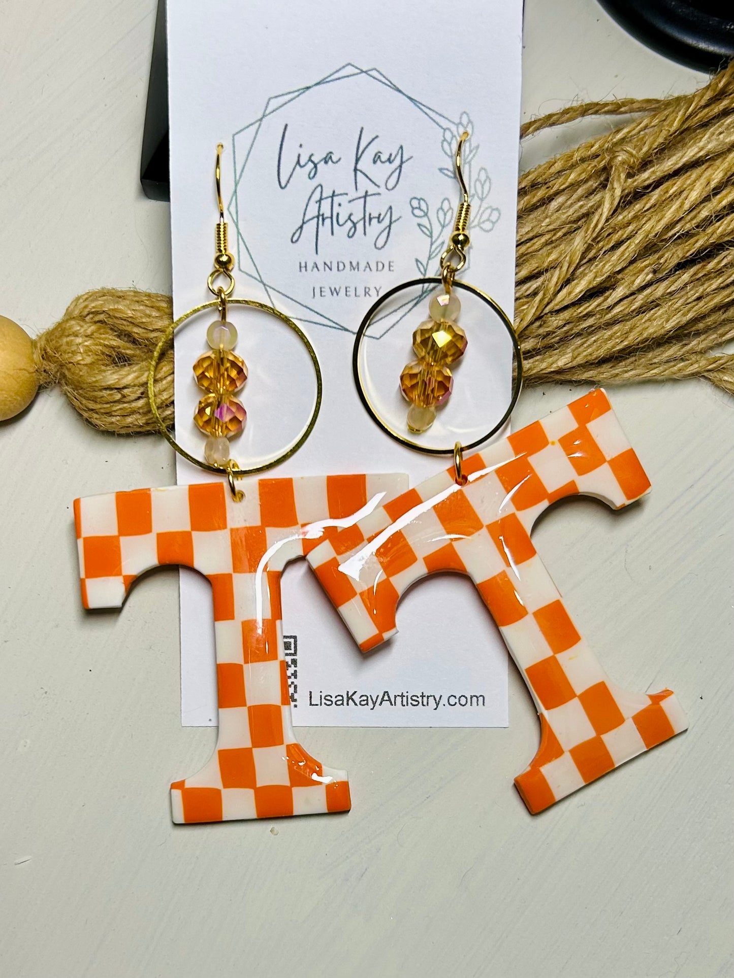 Tennessee Checkerboard - 2 inch with beaded charm