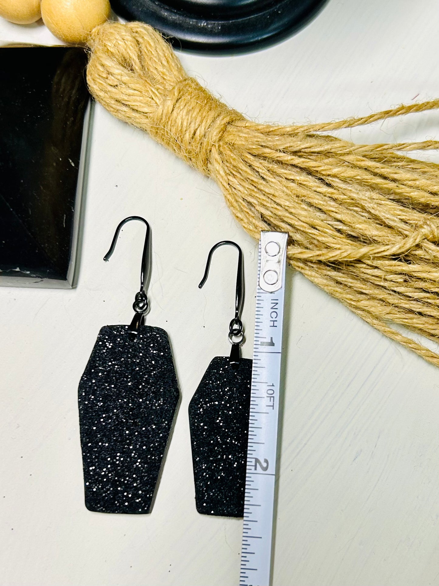 Black Magic Coffin Large Glitter Dangles