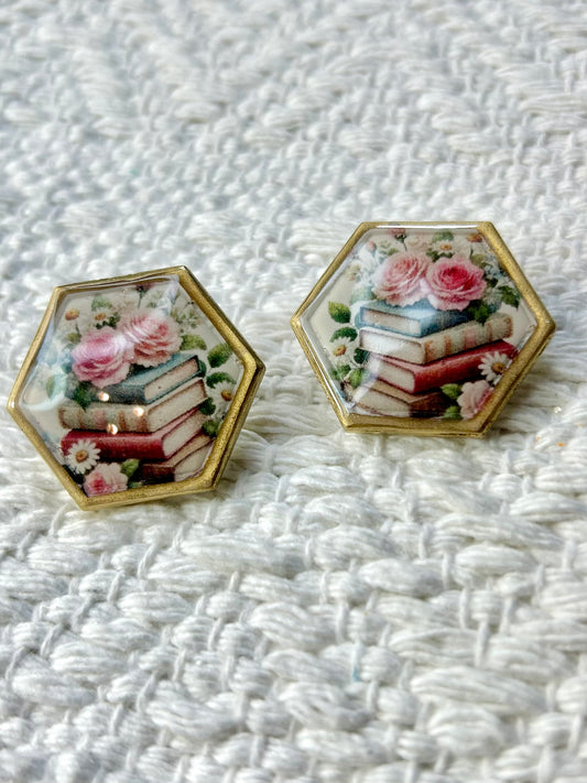 Book Lovers Large Octagon Studs