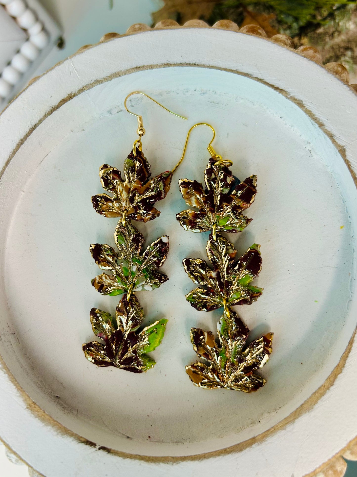 Leaf Earring Stack Dangles or studs