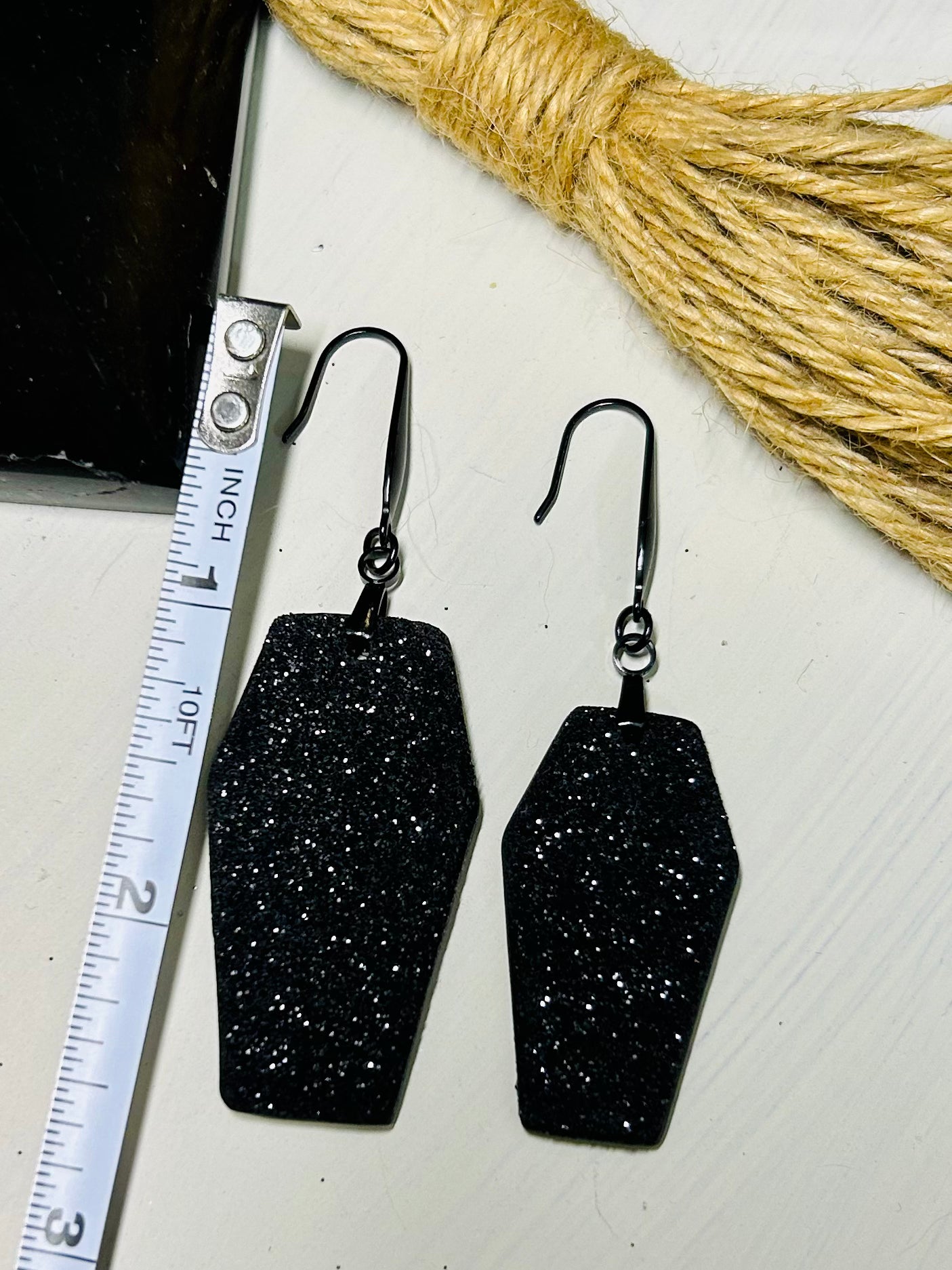 Black Magic Coffin Large Glitter Dangles