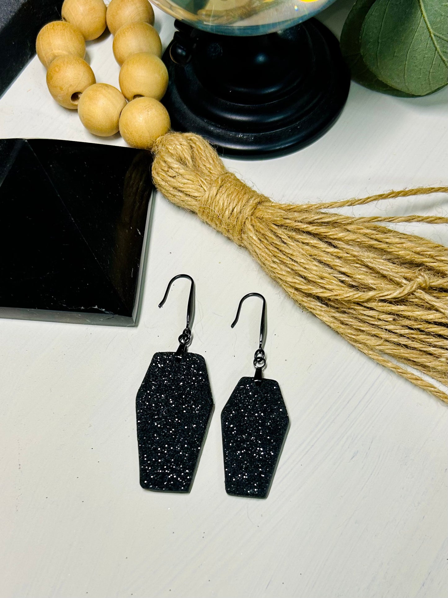 Black Magic Coffin Large Glitter Dangles