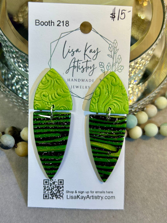 Two piece Striped Elphaba Inspired Manicure Dangles