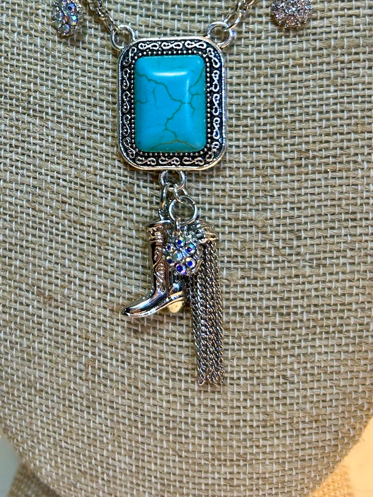 Turquoise & Boots Necklace & Earrings