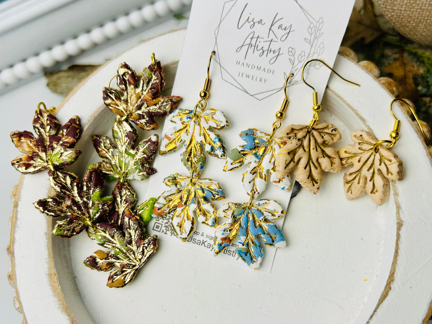 Leaf Earring Stack Dangles or studs