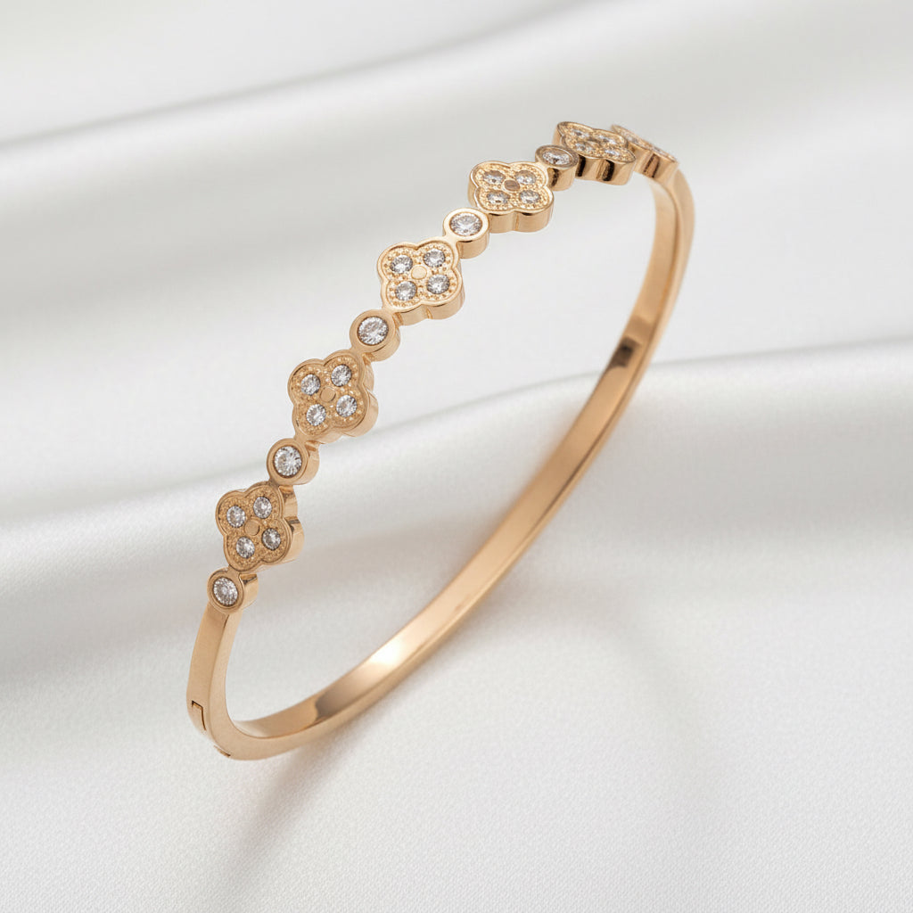 Bangle Bracelets in 18k Gold Plate, Tarnish Resistant with Hinge
