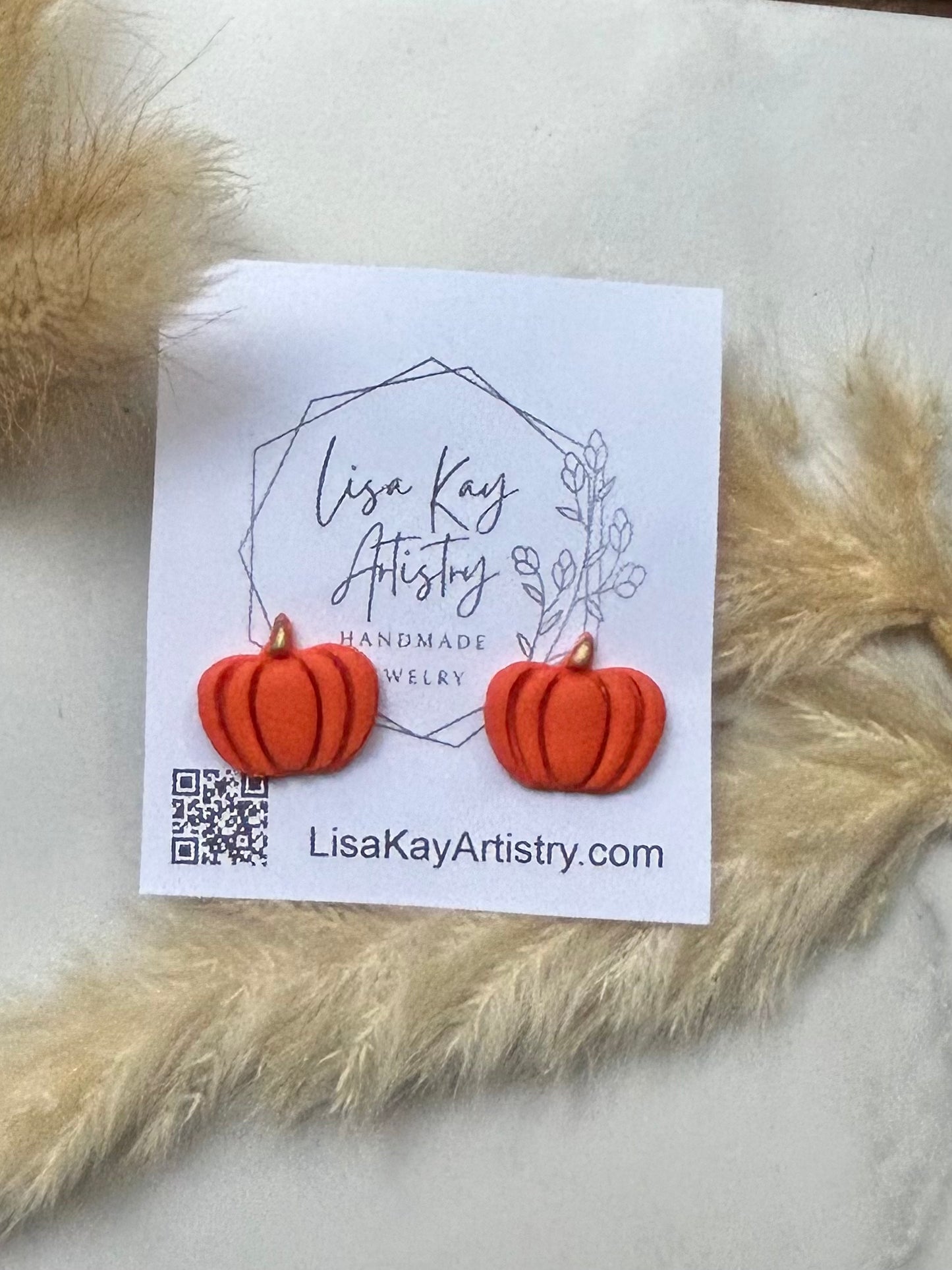 Fall Orange Jewel Pumpkin Studs Single Set