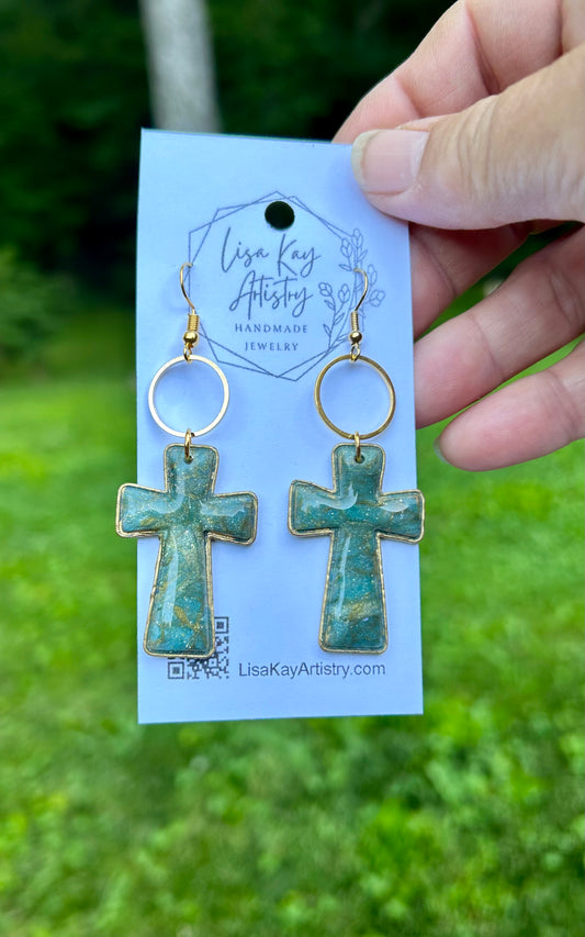 Sea Glass Cross 1.5”