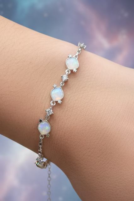 Shell Inlay bracelet with CZ Stars