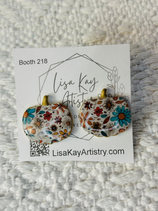 Teal Floral Pumpkins