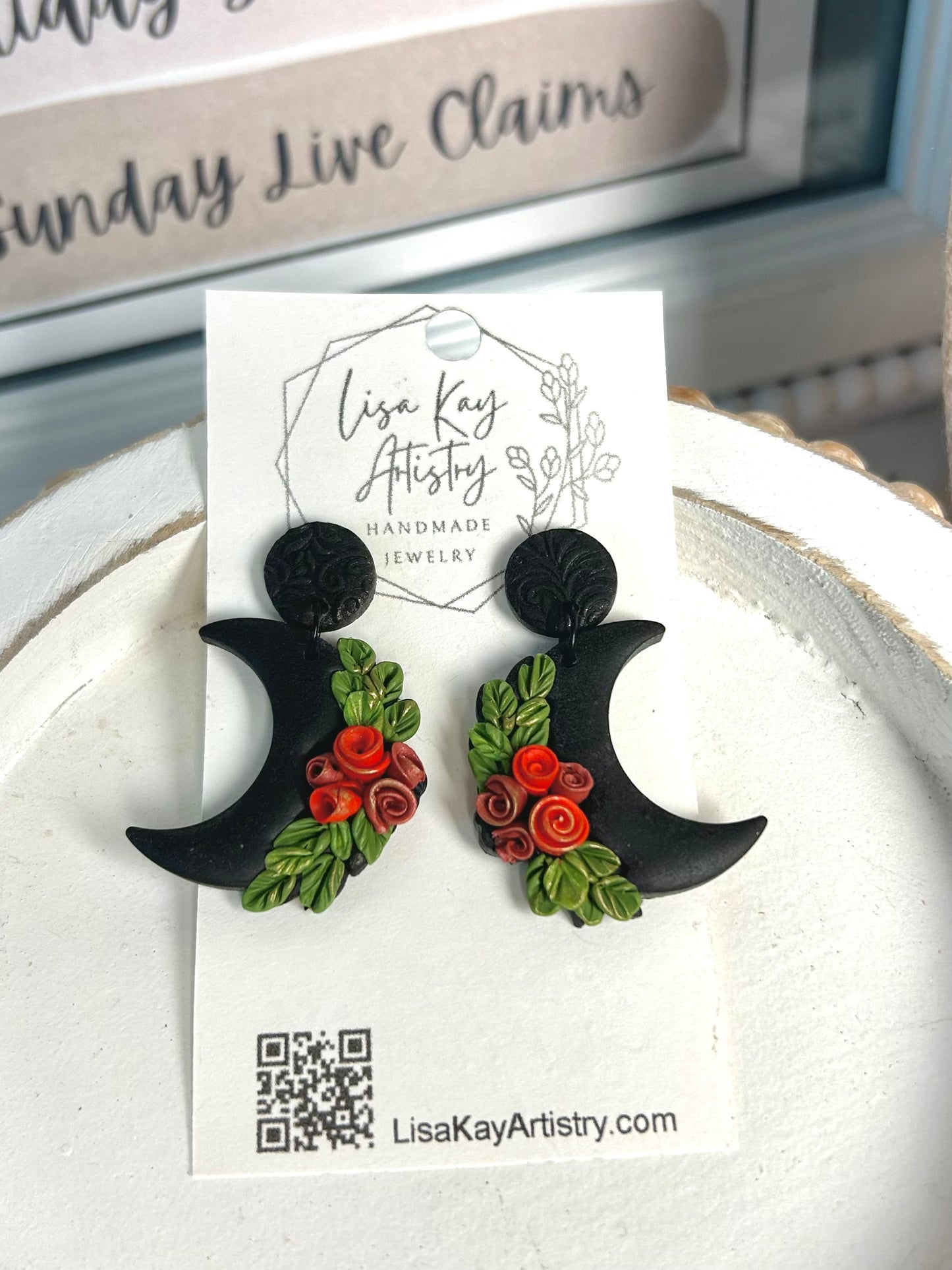 Moon and Roses Earrings