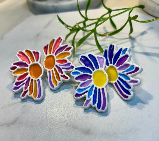 Stained Glass Flower Studs
