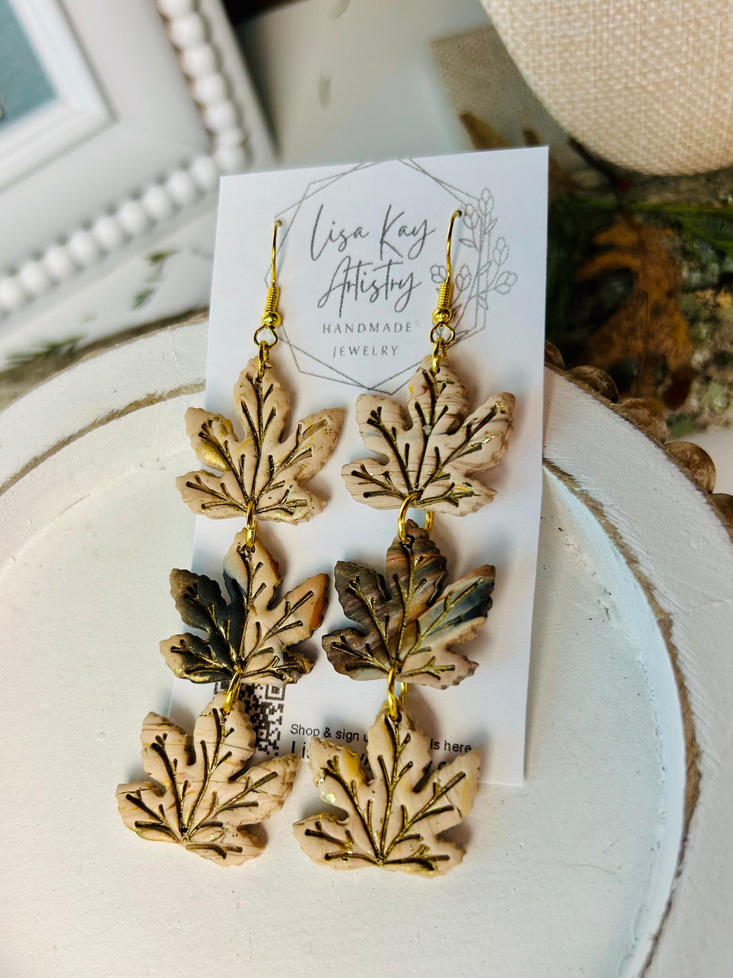 Leaf Earring Stack Dangles or studs