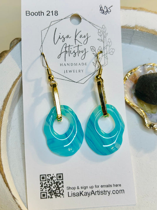 Sea Glass Organic Shape on 14K Gold Links