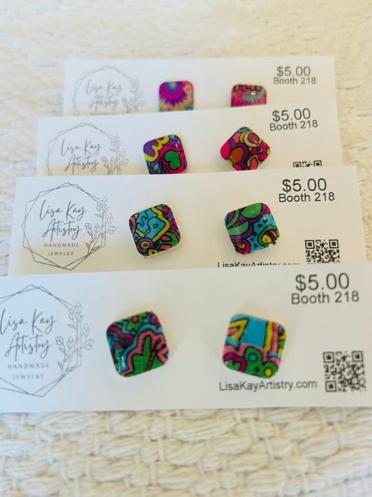 Hippie Square Studs