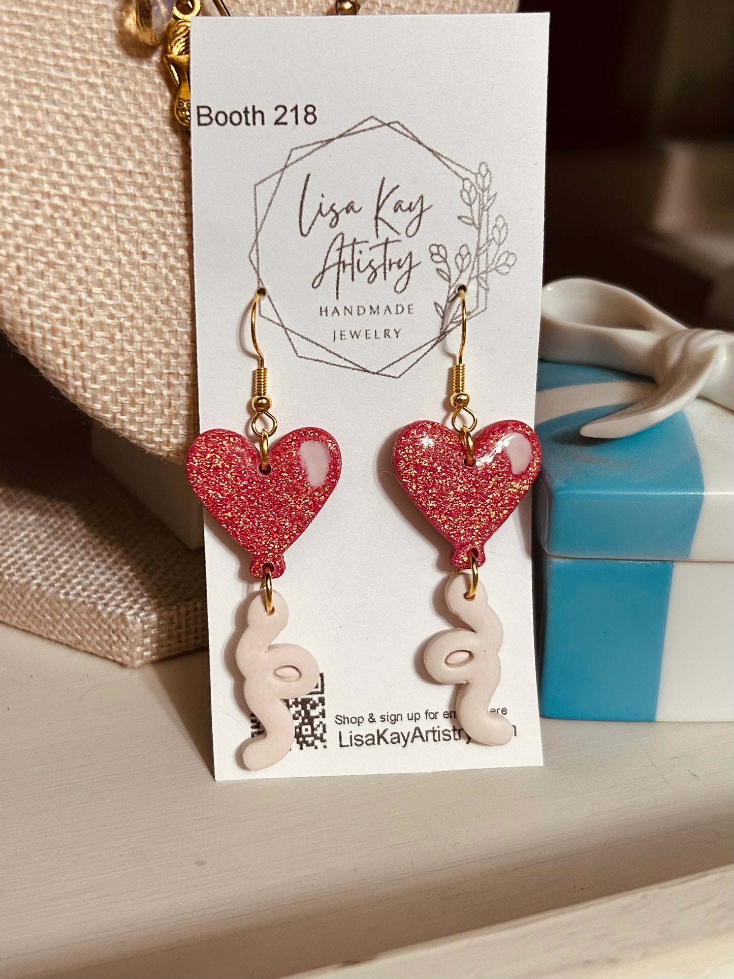 Pink Heart Balloon Earrings