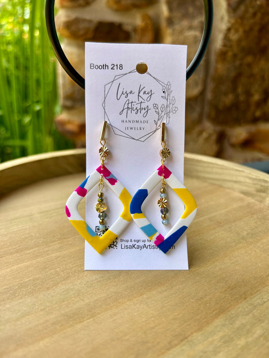 Color Splash Beaded Diamond Dangle