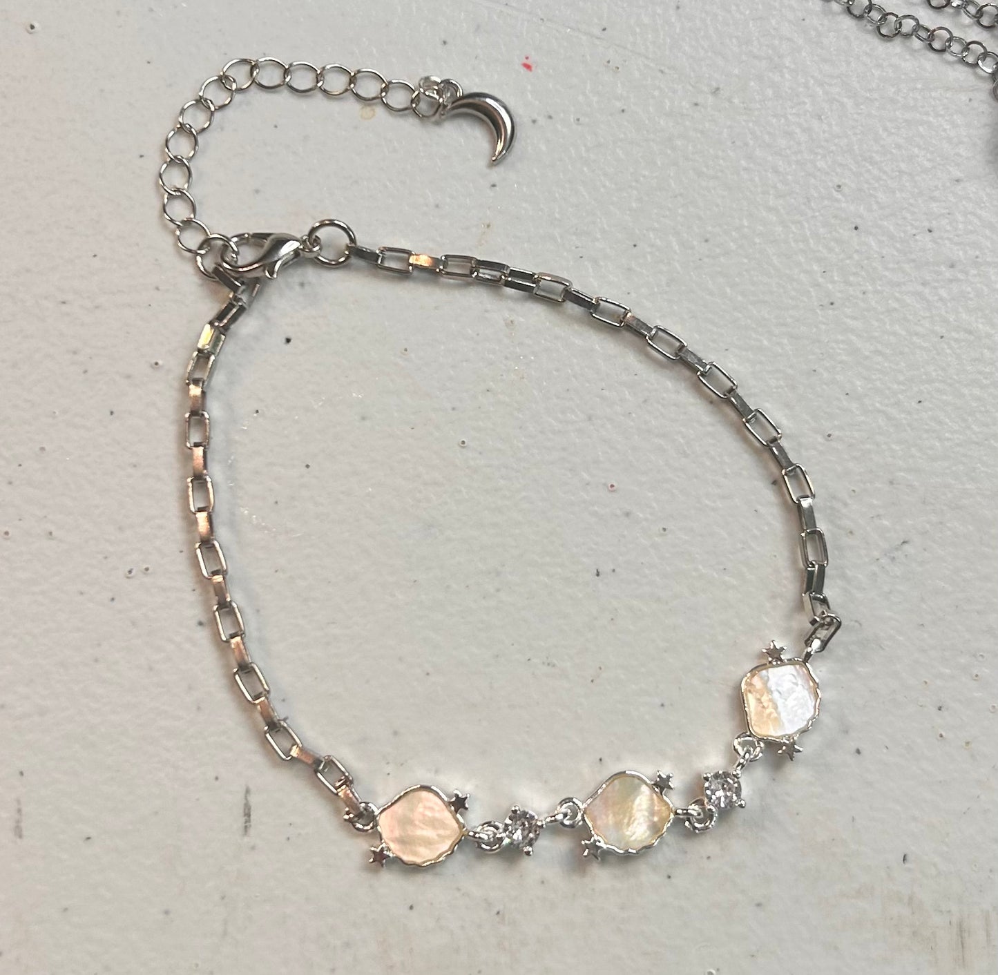 Shell Inlay bracelet with CZ Stars