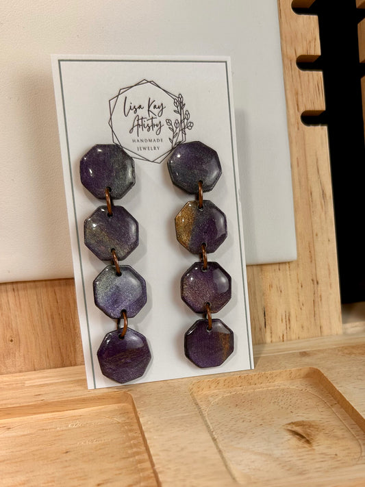 Northern Lights Purple Oxtagon Dangles