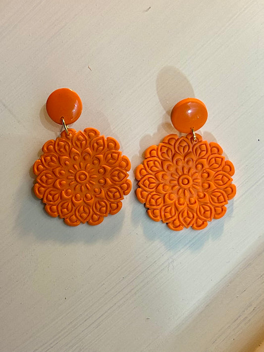 Orange Embossed Mandala