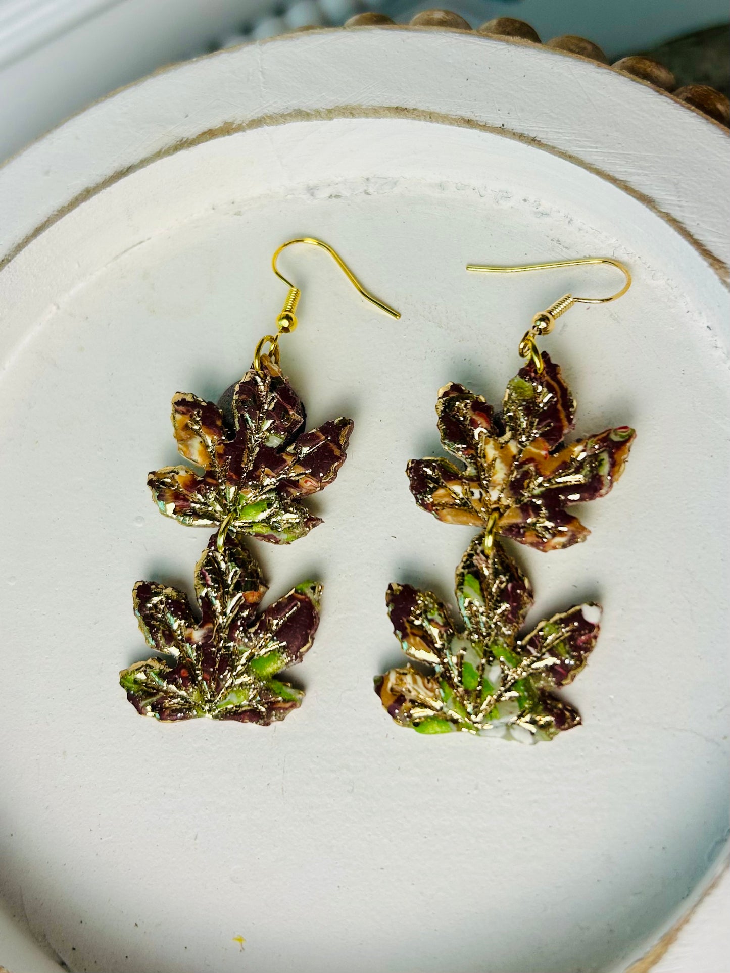 Leaf Earring Stack Dangles or studs