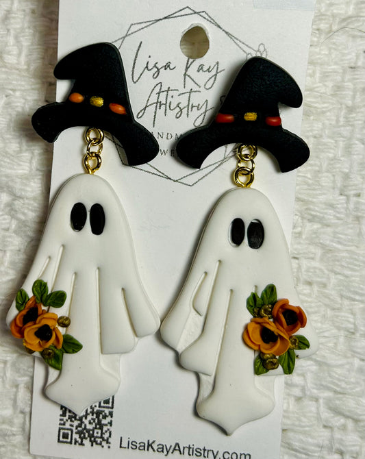 Ghosts with Floral Bouquets & Witch Hats.
