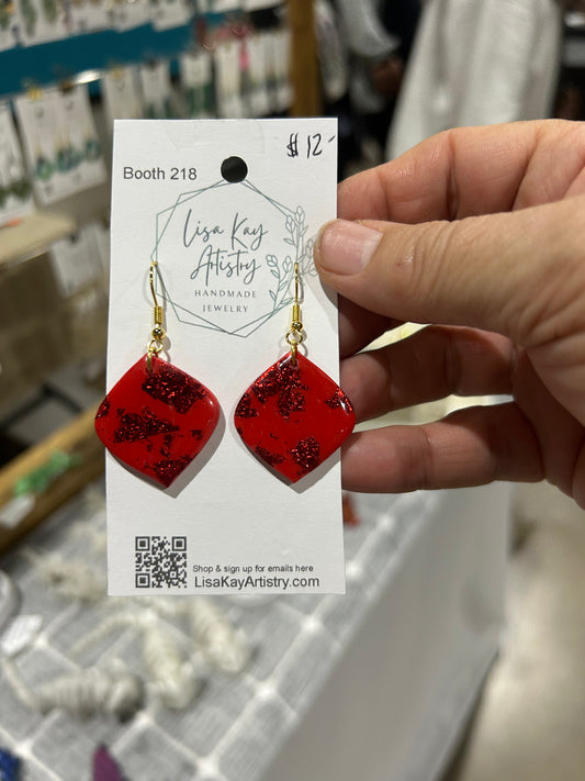 Red Foil Ornament Dangle earrings