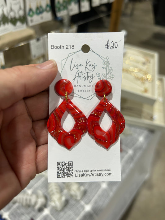 Red Baroque Dangle Earring