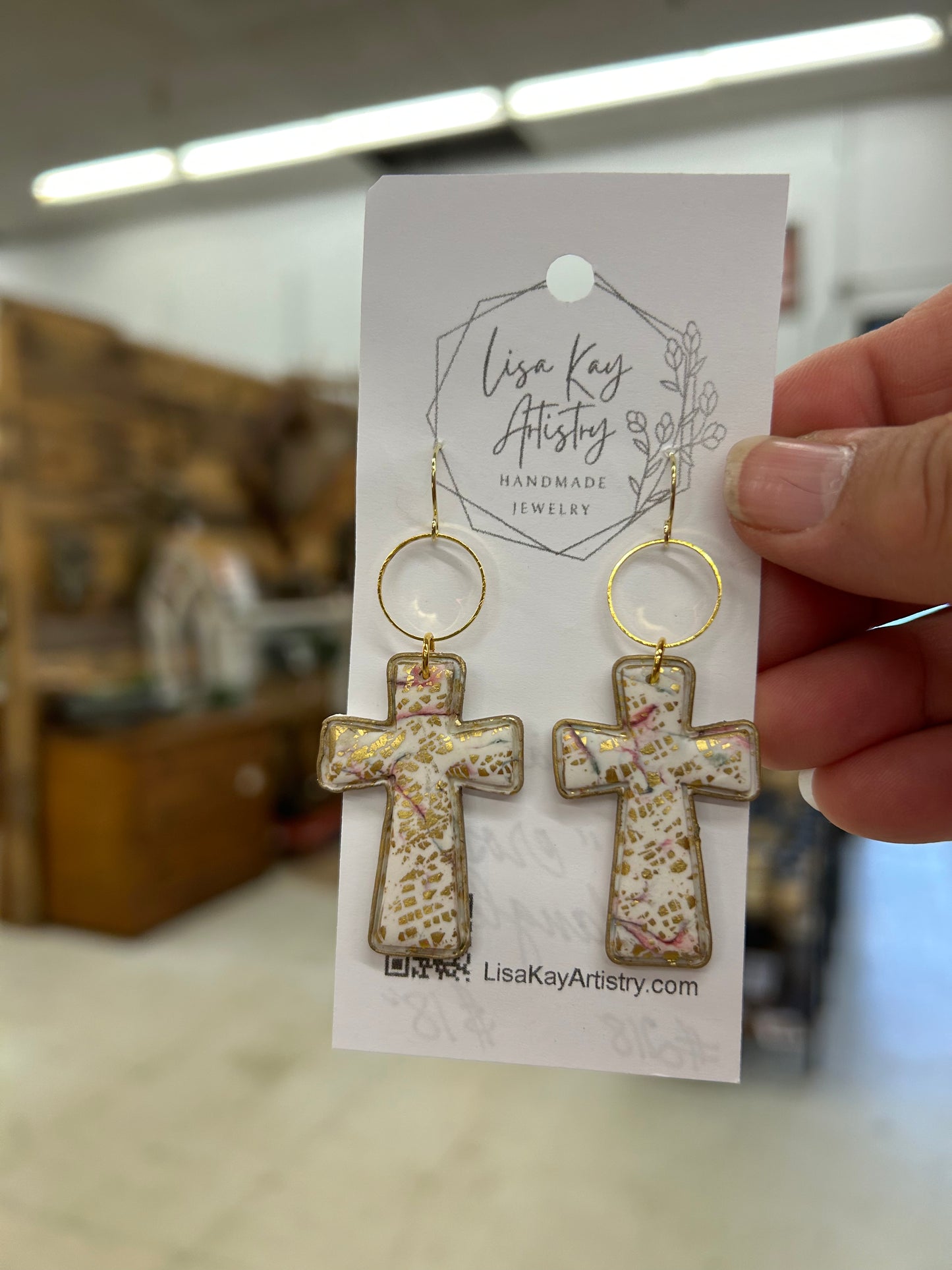 Tara White Cross Earrings