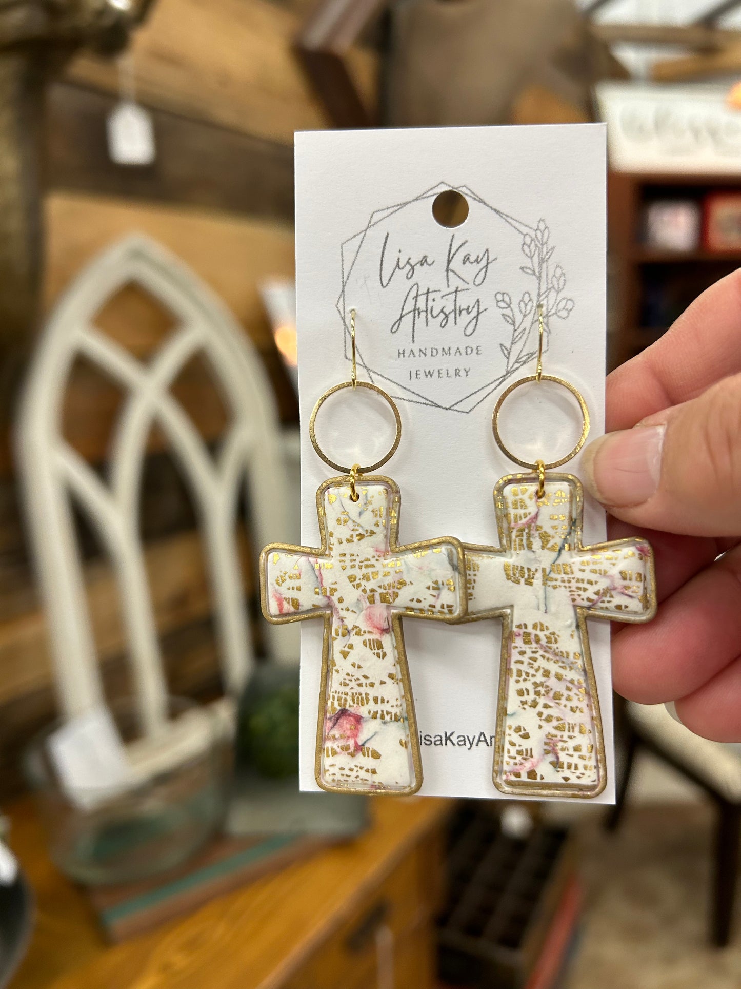 Tara White Cross Earrings