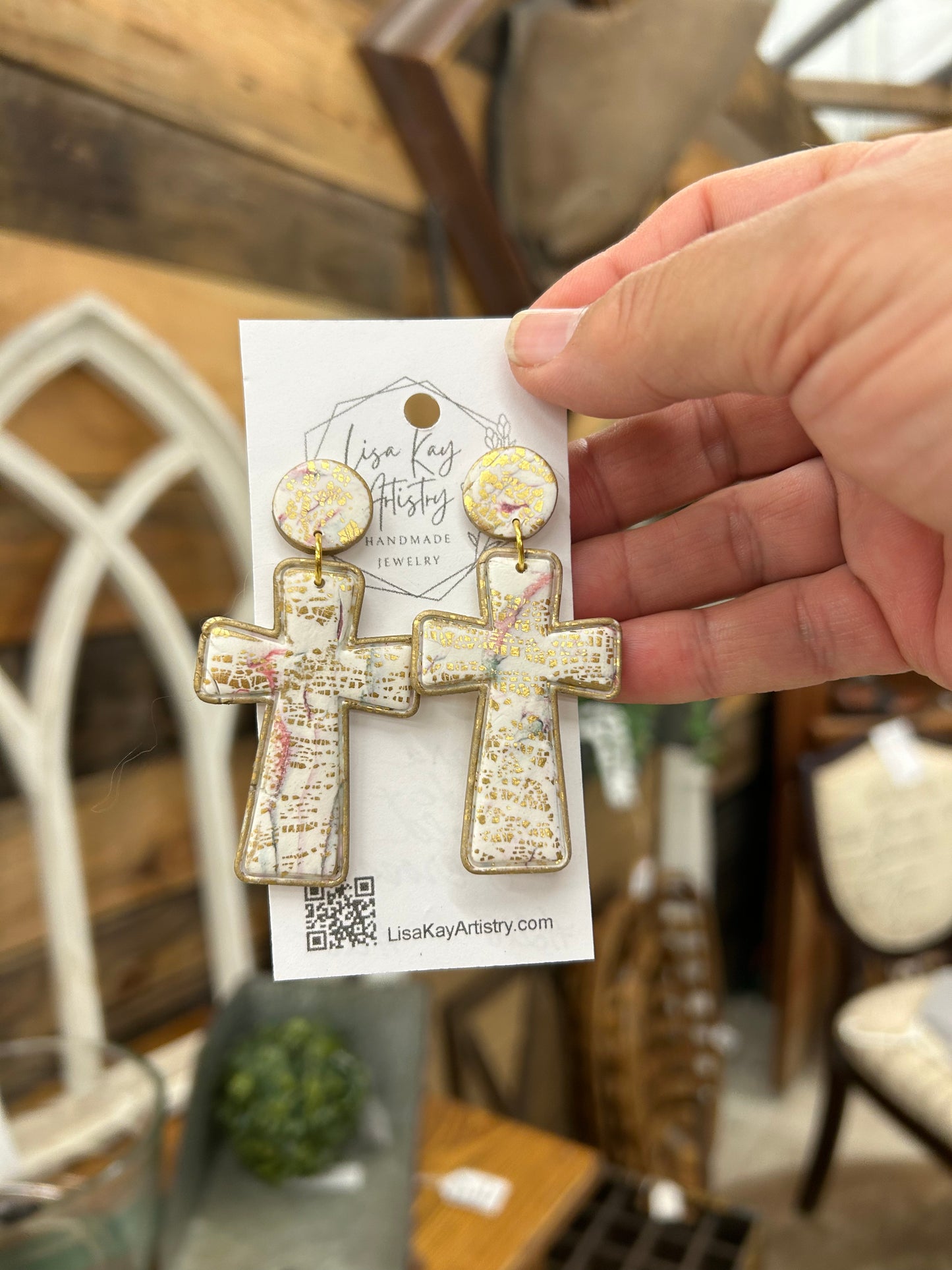 Tara White Cross Earrings